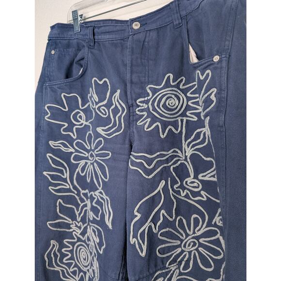 We the Free Good Luck Soutache Barrel Embroidered Jeans 31 - Picture 2 of 5